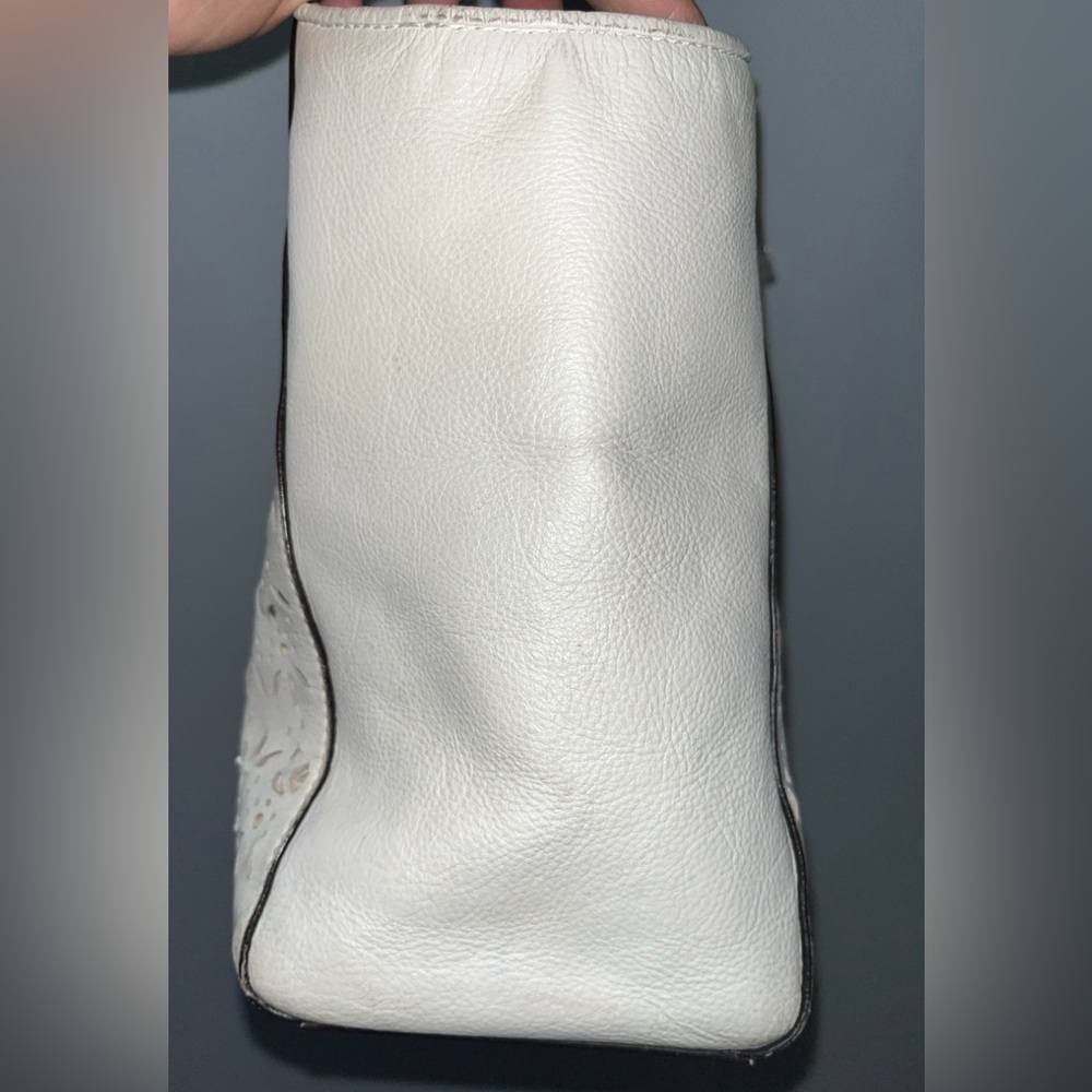 Coach All Leather Taylor Eyelet Shoulder Carryall Handbag tote purse F27391 wht - Picture 4 of 10